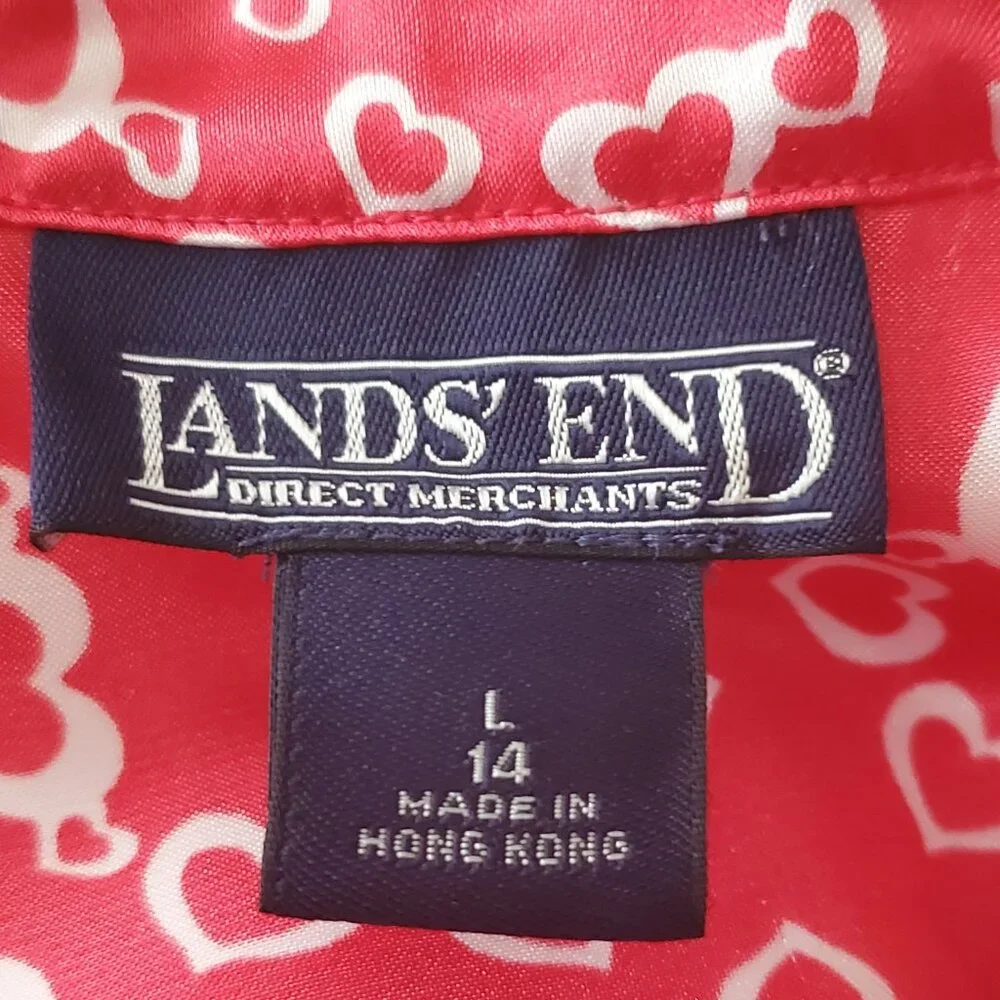 Two Pair Valentine Heart Design Lands' End Pajamas Girls